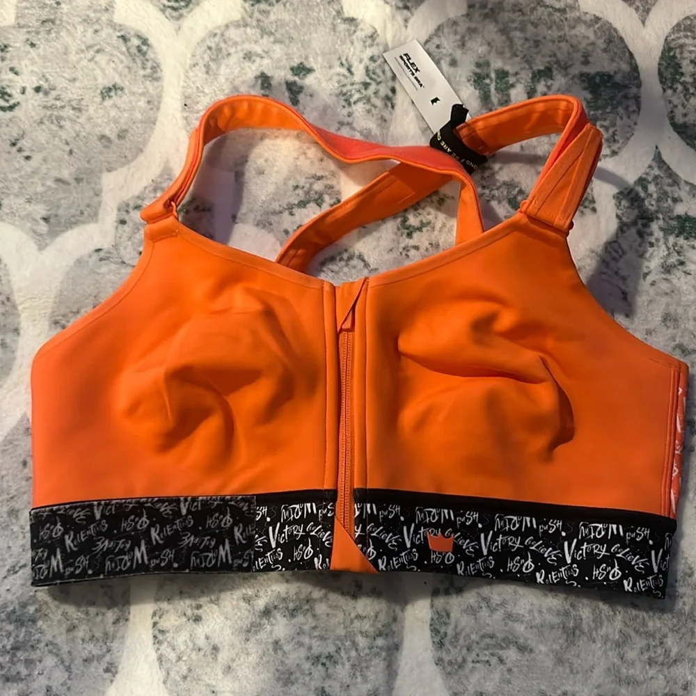 SHEFIT FLEX SPORTS BRA: ORANGE/BLACK: NWT: SIZE 2 LUXE